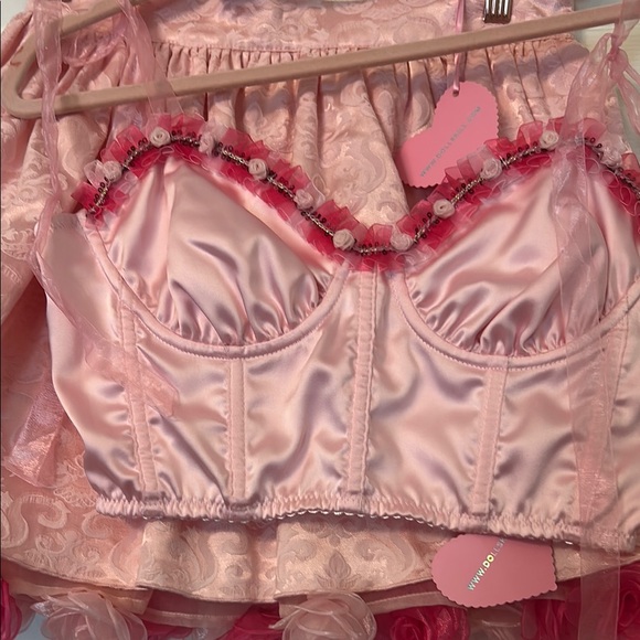 Chic Pink Satin Bustier Top - Picture 2 of 10